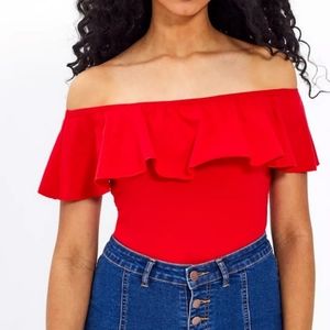 NWT J. Crew Red Off-Shoulder Bodysuit XS